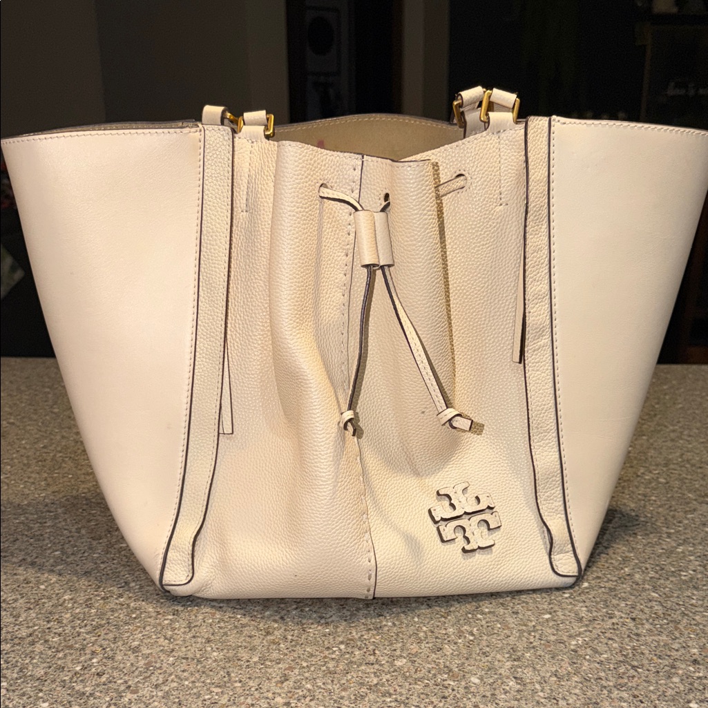 Tory Burch Mcgraw Butterfly Ivory Leather Tote